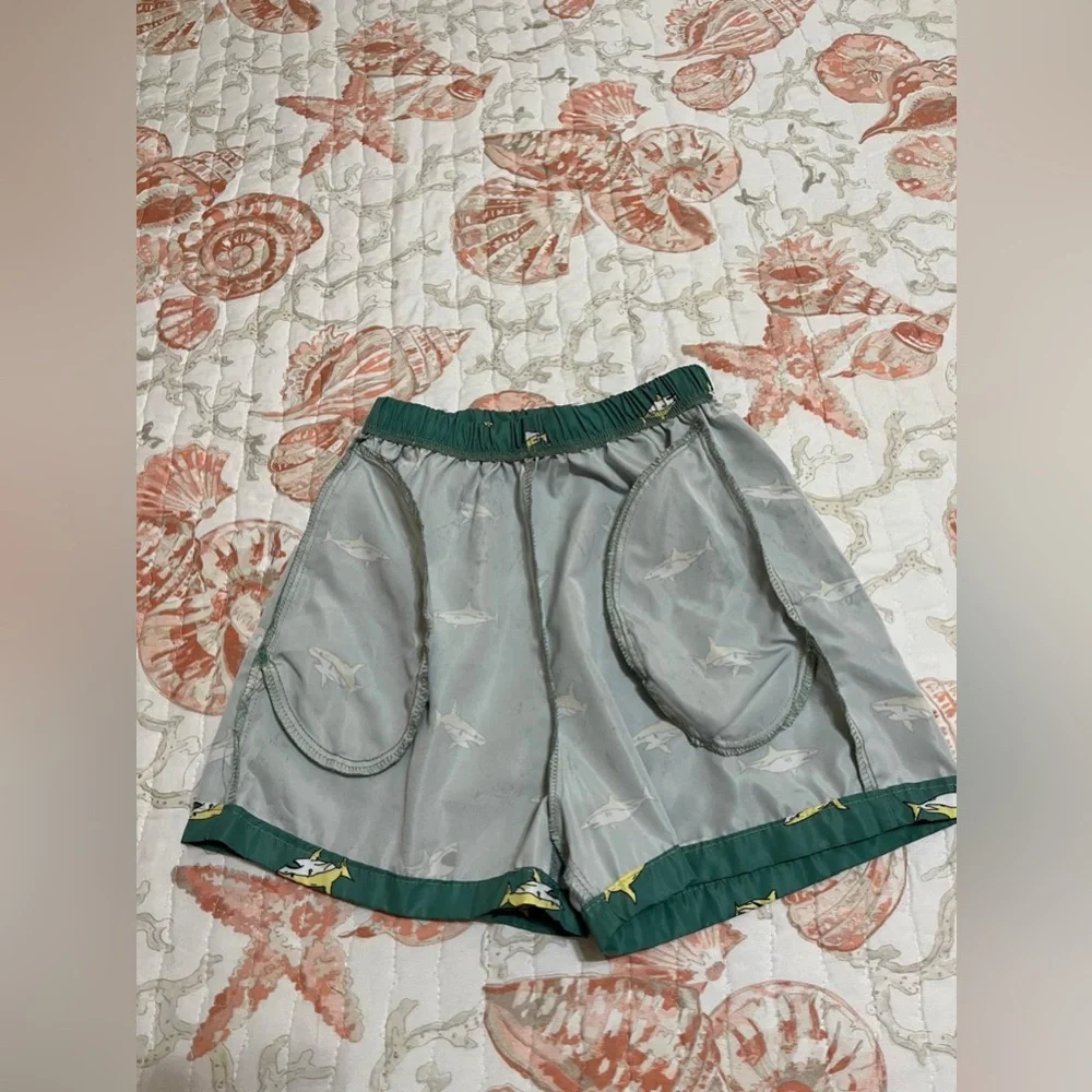 (8) Green and yellow shark shorts with pockets